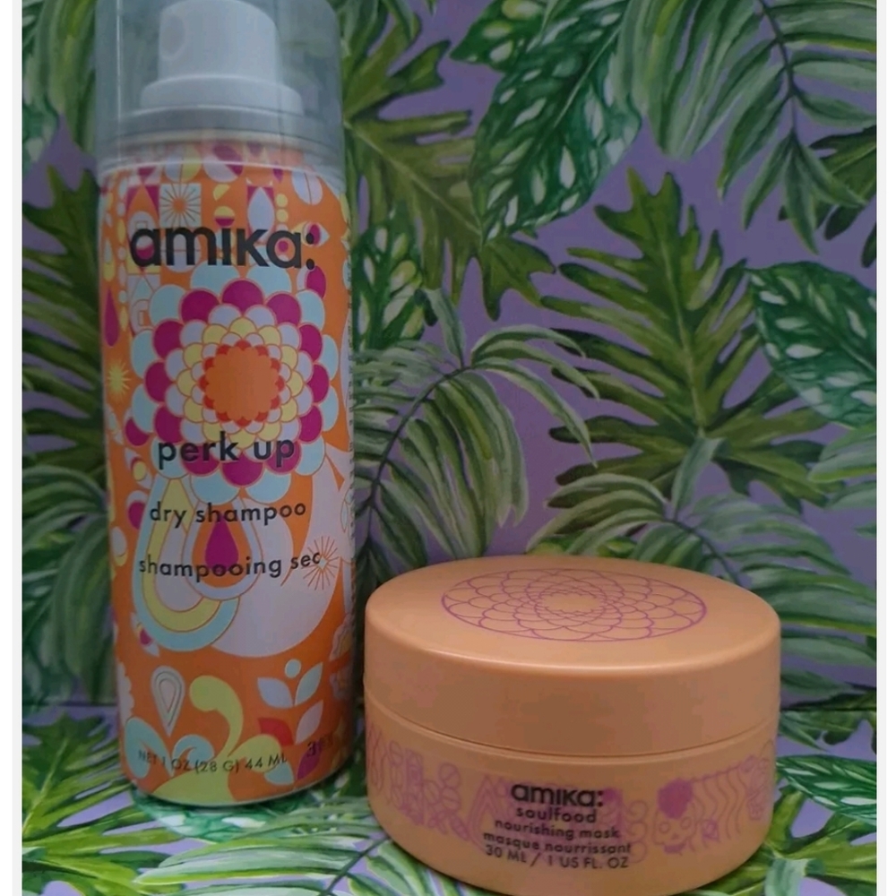 Amika Perk Up Dry Shampoo 1 OZ & Soulfood Nourishing Hair Mask 30ML Set